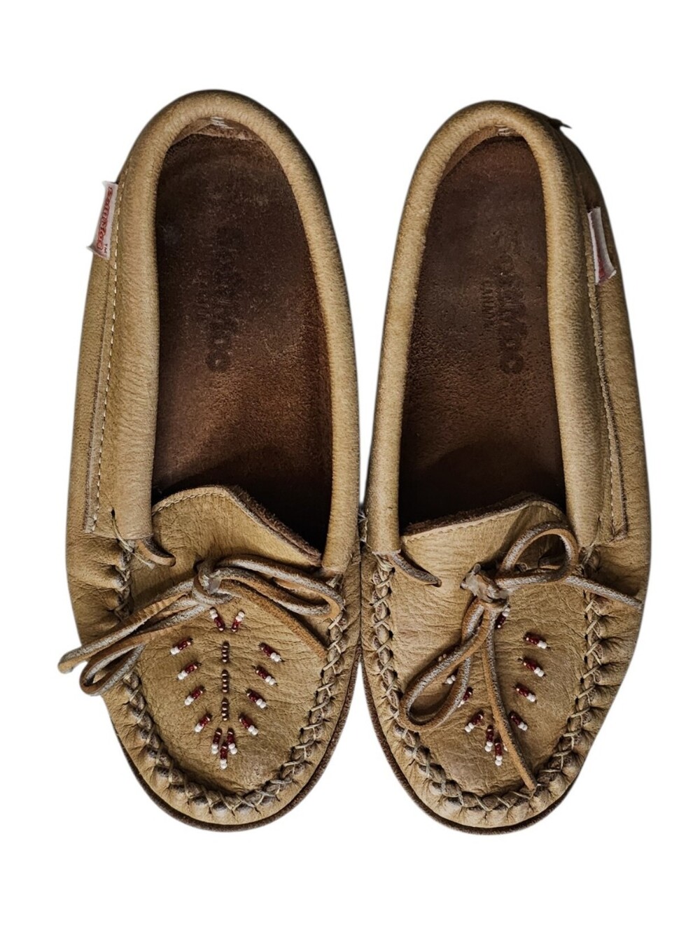 SoftMoc Classic Cream Moose Hide Leather Moccasins Made In Canada women's 6